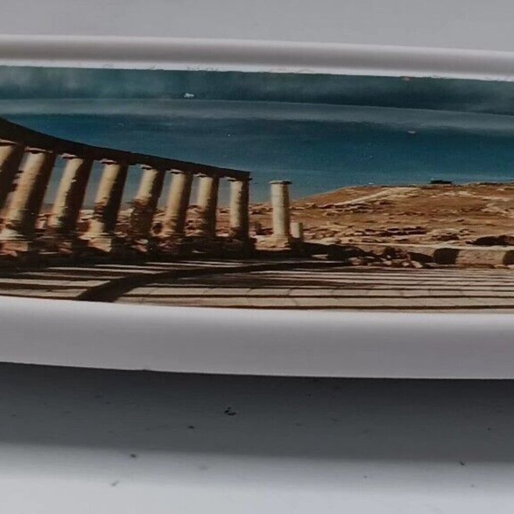 Vintage Jerash Jordan Ornamin Melamine Picture Trinket Dish Roman Architecture - Picture 9 of 13